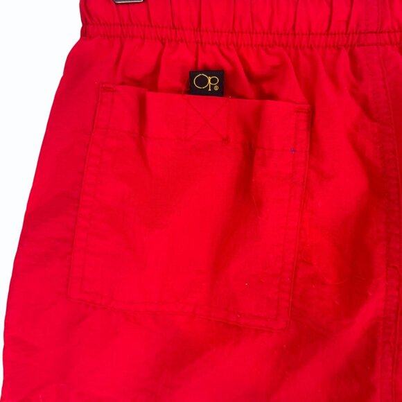 VTG 90s OP Ocean Pacific Swim Shorts Trunks Mens M Red Plaid Elastic Waist Liner - Picture 5 of 12
